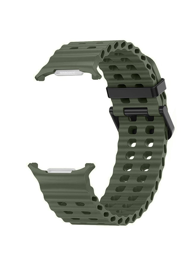 MARGOUN Strap Silicone Replacement for Samsung Galaxy Watch 8 Ultra Band 47mm, Rugged Soft Ocean Silicone Sport Accessory Fit for Samsung Galaxy Watch Ultra Band Dual Row Hole - Cactus Green - Image 3