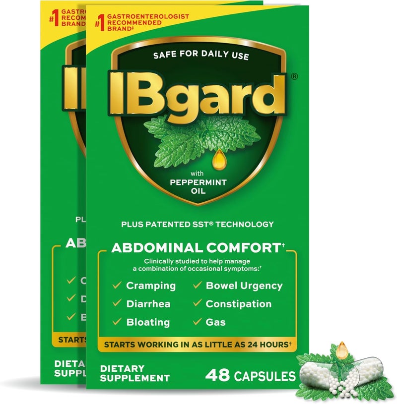 IBgard Gut Health Supplement, Peppermint Oil Capsules for Abdominal Comfort, 96 Capsules (Packaging May Vary)
