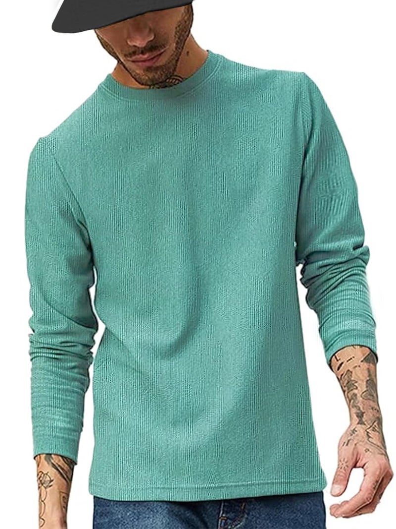 LEOTUDE Men's Regular Fit Full Sleeve Cottonblend T-Shirt for Men (450_GREEY0.2_P_Green_2XL) - Image 1