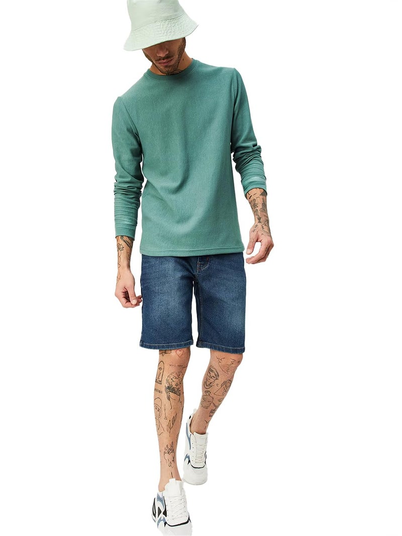 LEOTUDE Men's Regular Fit Full Sleeve Cottonblend T-Shirt for Men (450_GREEY0.2_P_Green_2XL) - Image 5
