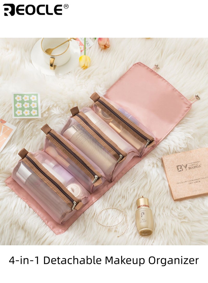REOCLE Women's Detachable Makeup Organizer with Large Multi-Compartment Capacity and Portable Handheld Design Travel Toiletry Bag with Water Resistant Material for Trips Outings Daily Use - Image 1