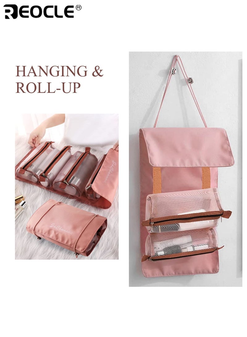 REOCLE Women's Detachable Makeup Organizer with Large Multi-Compartment Capacity and Portable Handheld Design Travel Toiletry Bag with Water Resistant Material for Trips Outings Daily Use - Image 5