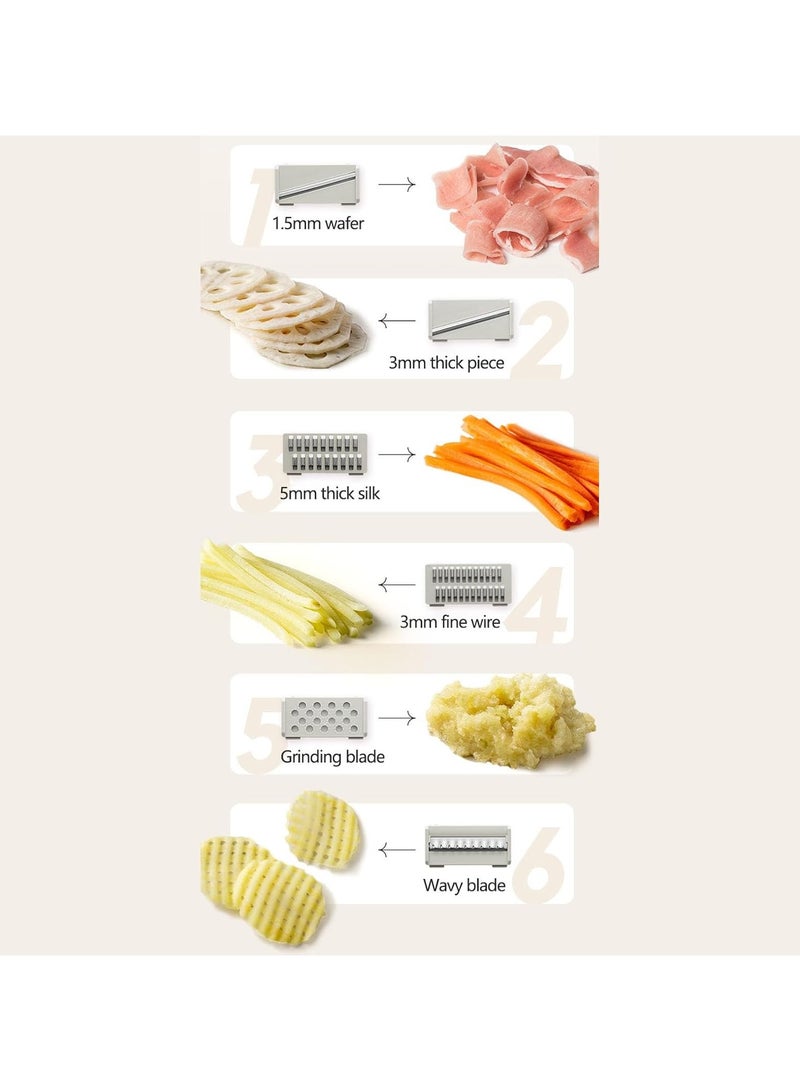 عام مبشرة طعام مطبخ بحاوية - قطاعة طعام متعددة الاستخدامات 6 في 1، مبشرة خضروات وجبن، أداة مطبخ مبتكرة - Image 4