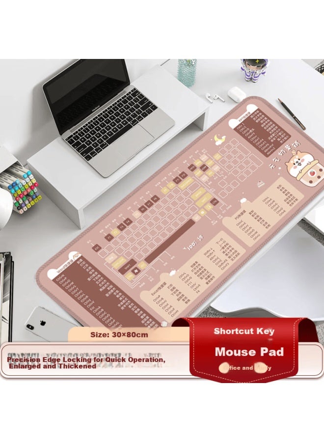 Jplayer Shortcut Key Mouse Pad Large Thickened Office Laptop Cute Cartoon Shortcut Desk Mat 800*300*3 - Energetic Milk Tea - Image 1