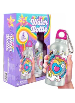 Generic Unicorn water bottle with a reusable clip, made of safe aluminum for children and adults + 4 multi-colored markers  - Image 1