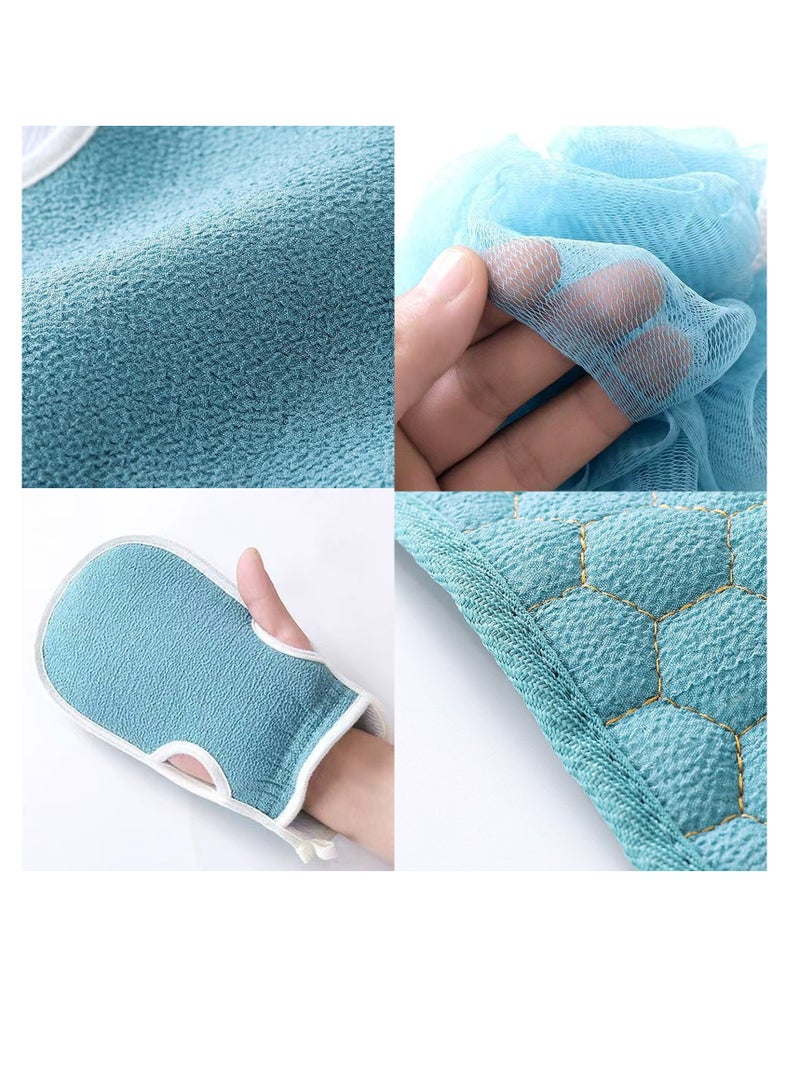 Exfoliating Shower Bath Gloves Back Scrubber Set for Body, Face, Shower, Bath, Scrub and Exfoliator (Green)  - Image 4
