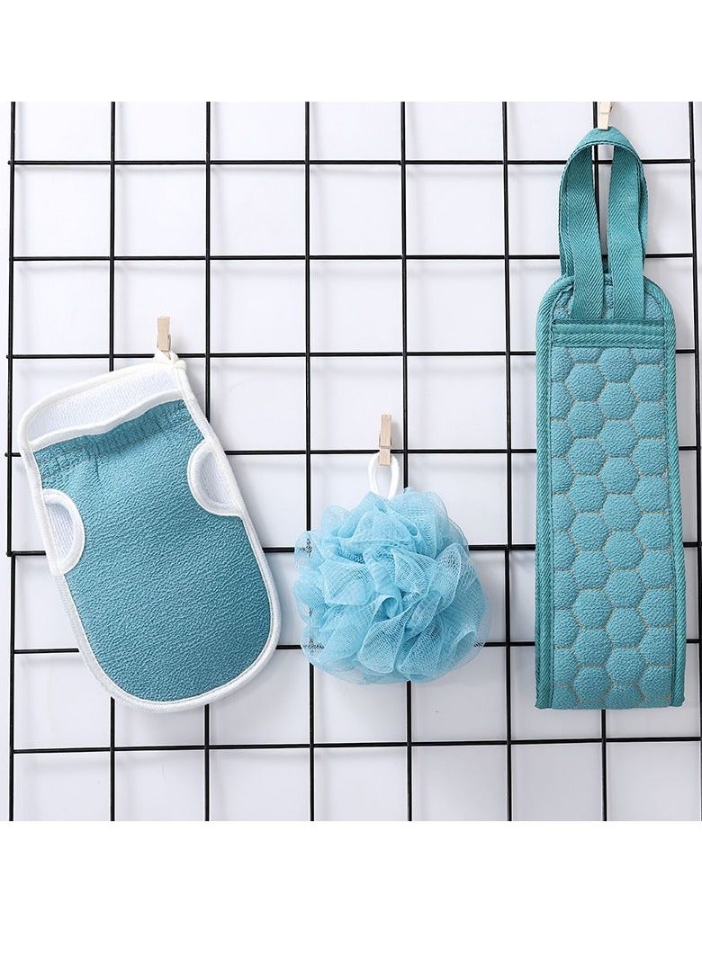 Exfoliating Shower Bath Gloves Back Scrubber Set for Body, Face, Shower, Bath, Scrub and Exfoliator (Green)  - Image 3