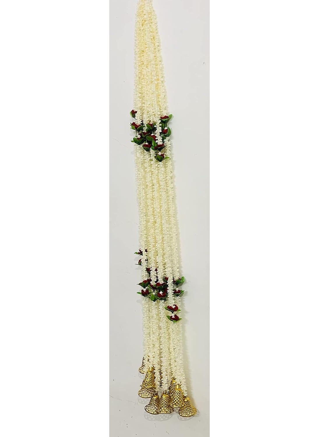 Lazybeee LAZYBEEE Beautiful Jasmine Garlands with Bell and Rose for Diwali Navratri Home Decoration mandir Decoration Diwali Decoration Toran for Festival Decor Home Decoration 48inch Pack of 4  - Image 5