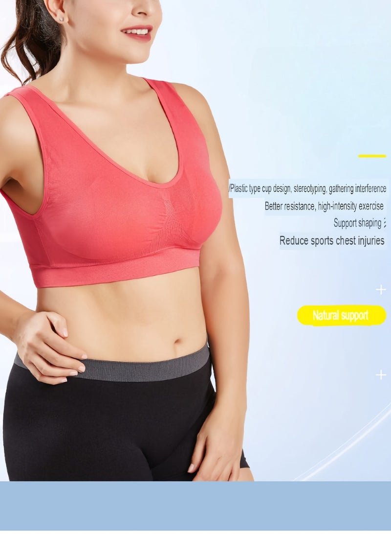 AROAQ Women Sports Bra, Fitness Sports Yoga Bra with Removable Padding,  Double-layer Seamless  Sports Bra without Rims, Comfortable Soft Bra for Workouts Running Yoga Trainings, (Size M, Bean Paste Purple) - Image 2