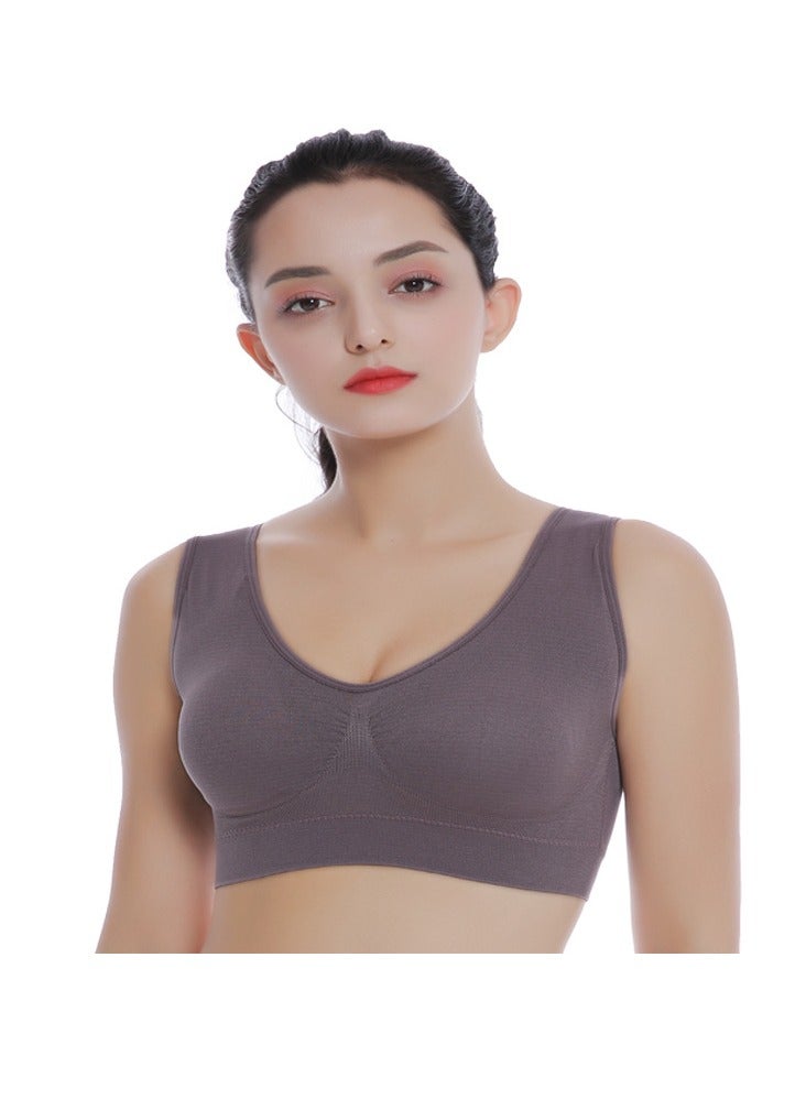 AROAQ Women Sports Bra, Fitness Sports Yoga Bra with Removable Padding,  Double-layer Seamless  Sports Bra without Rims, Comfortable Soft Bra for Workouts Running Yoga Trainings, (Size M, Bean Paste Purple) - Image 1