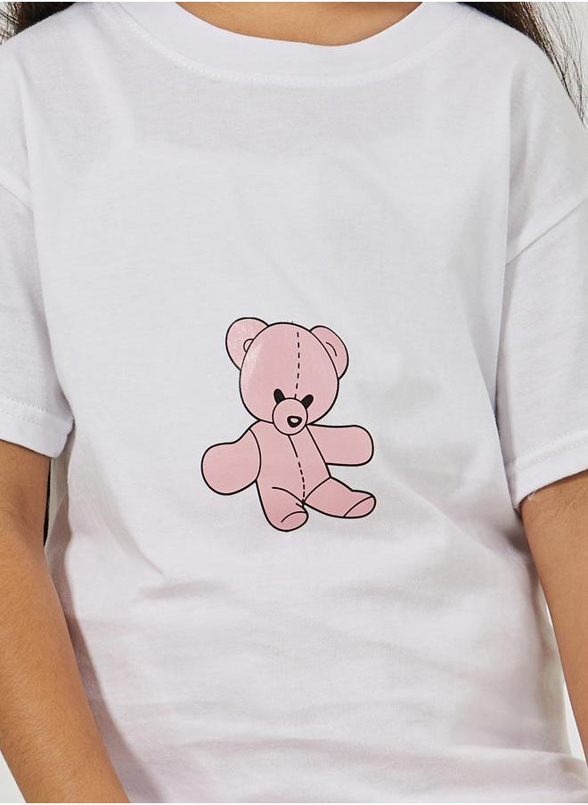 Styli - Bear Print Loose Fit T-Shirt & Joggers Set - Image 1