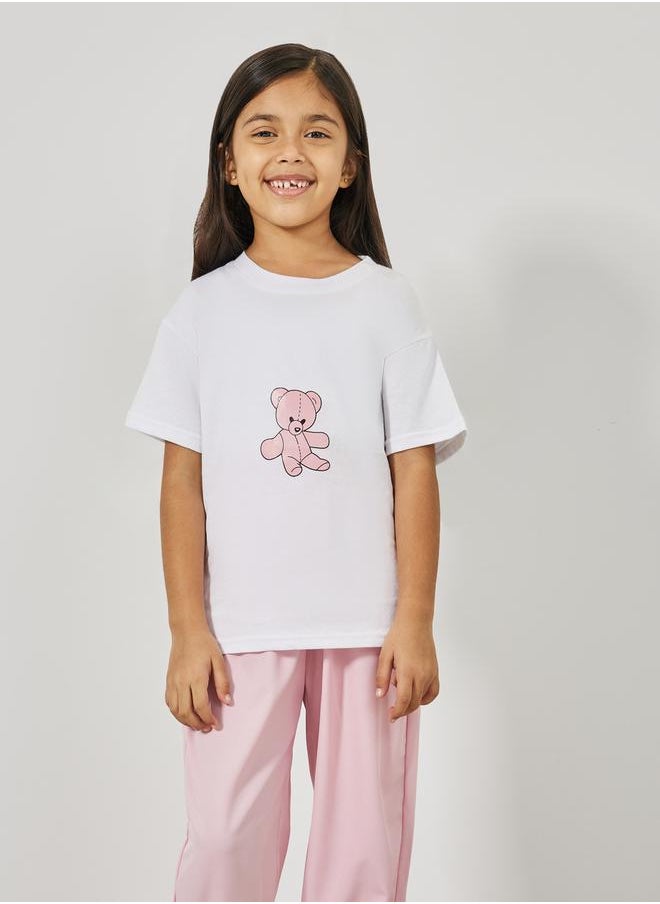 Styli - Bear Print Loose Fit T-Shirt & Joggers Set - Image 1