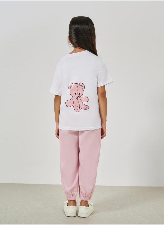 Styli - Bear Print Loose Fit T-Shirt & Joggers Set - Image 1