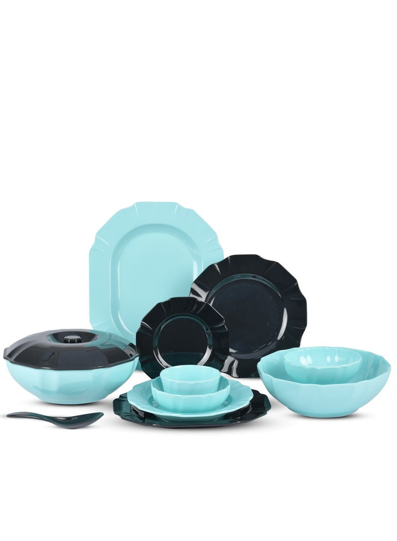 Diamond 42 Piece Melamine Diamond Set Black/ Turquoise