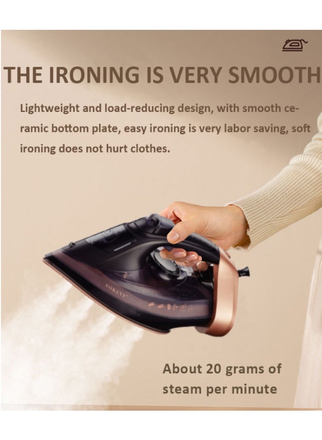 سوكاني مكواة بخار لاسلكية، سعة 380 مل | 2400 واط، قاعدة مكواة غير لاصقة | SK-110037 أسود/ذهبي - Image 3