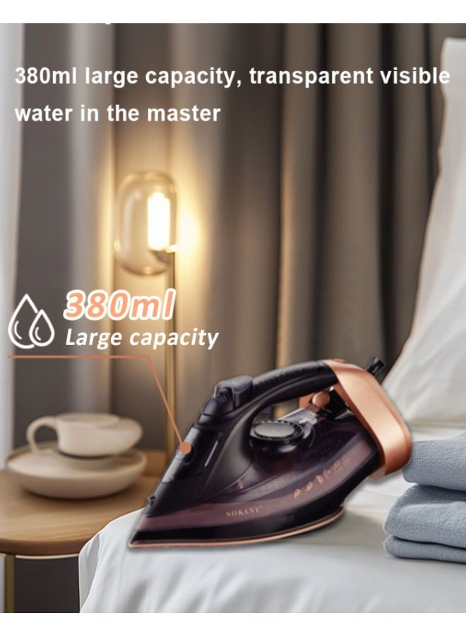 سوكاني مكواة بخار لاسلكية، سعة 380 مل | 2400 واط، قاعدة مكواة غير لاصقة | SK-110037 أسود/ذهبي - Image 4