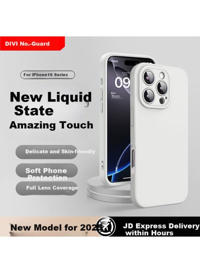 Divi Cloud Sensation Liquid Silicone Case For Apple 16 Pro Max, Iphone 16 Pro Max Full Protection Case Anti-Drop Anti-Scratch Skin-Friendly Unisex Ultra-Thin Soft Shell White - Image 1