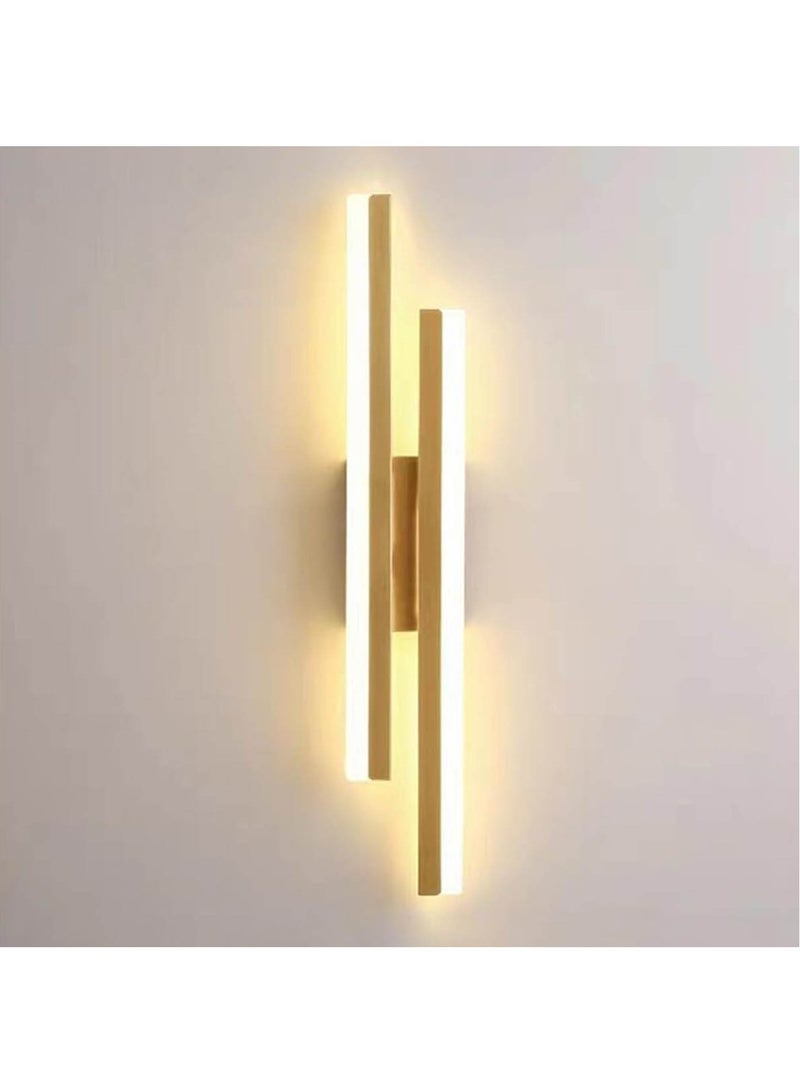 هاي هونور مصباح حائط طويل عصري، مصباحان لطاولة الحمام، إضاءة علوية وسفلية للديكور الداخلي، مصباح حائطي LED سلكي لغرفة النوم بجانب السرير وغرفة المعيشة (ذهبي، 48 سم) - Image 1