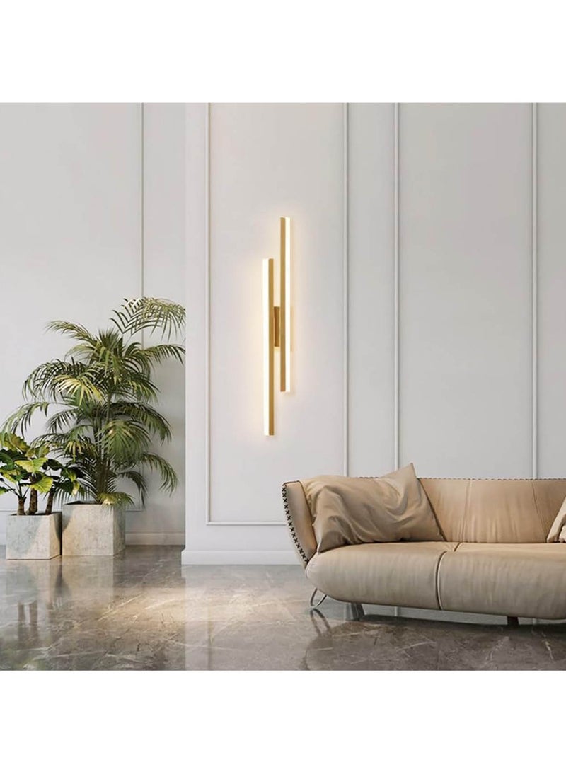 هاي هونور مصباح حائط طويل عصري، مصباحان لطاولة الحمام، إضاءة علوية وسفلية للديكور الداخلي، مصباح حائطي LED سلكي لغرفة النوم بجانب السرير وغرفة المعيشة (ذهبي، 48 سم) - Image 3
