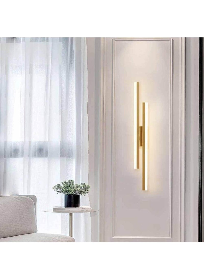 هاي هونور مصباح حائط طويل عصري، مصباحان لطاولة الحمام، إضاءة علوية وسفلية للديكور الداخلي، مصباح حائطي LED سلكي لغرفة النوم بجانب السرير وغرفة المعيشة (ذهبي، 48 سم) - Image 5