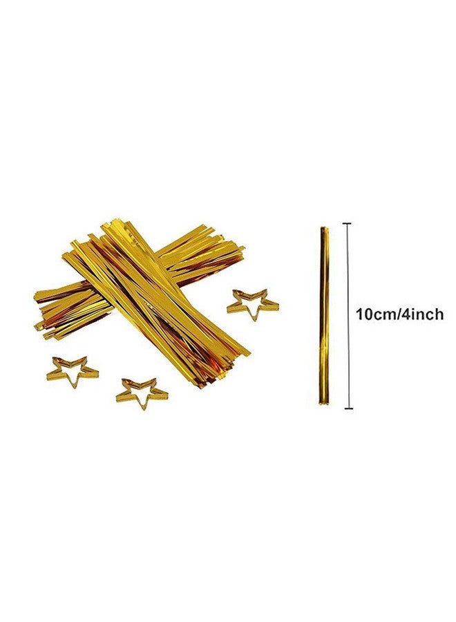 JHere 100 Pack Gold Polka Dot Candy Bags With 100Pcs Gold Metallic Twist Ties Clear Plastic Treat Bags For Cookie Candy Snack Gift Wrapping Party Favor 5.1'' By 8.2'' By 1.5'' - Image 4