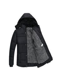 Generic Mens Winter Cotton Jacket Mid-Length Warm Black gray hair 