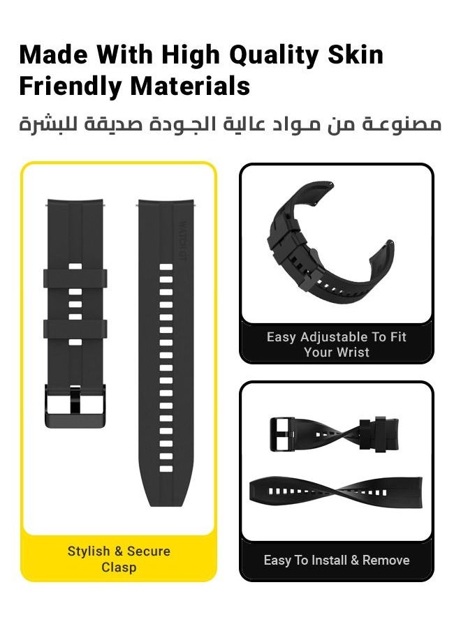 huanmate - حزام بديل أنيق عالي الجودة لساعة هواوي GT2 Pro مقاس 1.39 بوصة باللون الأسود - Image 1