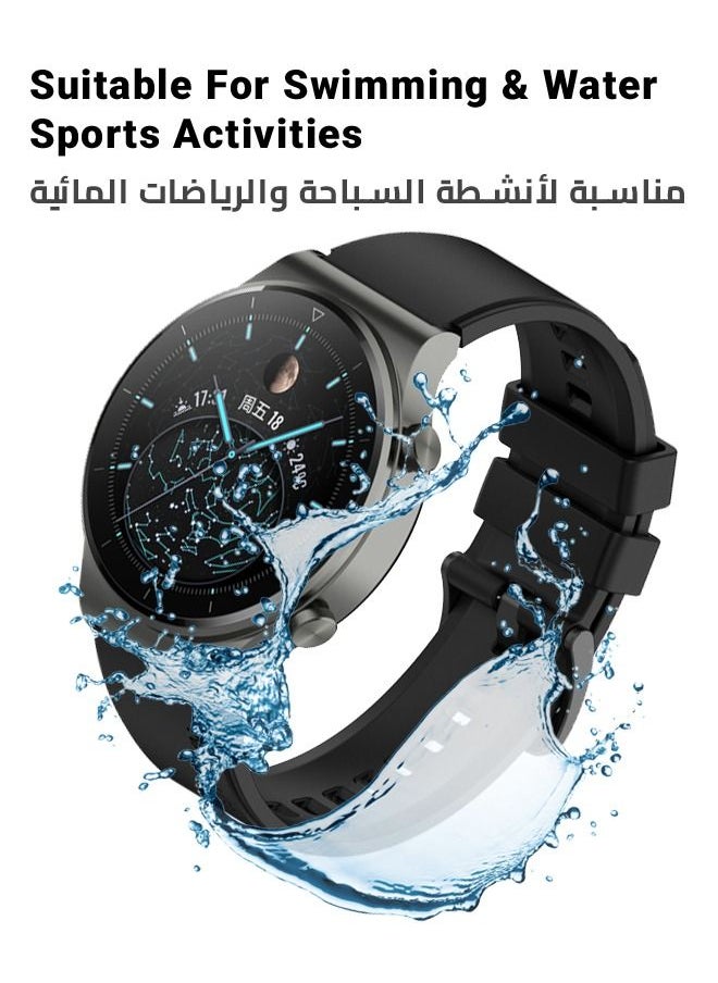 huanmate - حزام بديل أنيق عالي الجودة لساعة هواوي GT2 Pro مقاس 1.39 بوصة باللون الأسود - Image 1