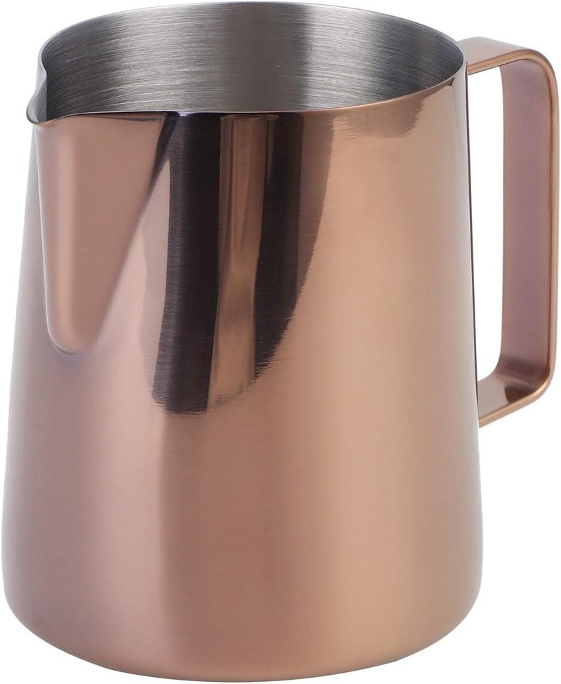 ويوبلز إبريق رغوة الحليب من الفولاذ المقاوم للصدأ سعة 350 مل، إبريق تبخير الإسبريسو لماكينات الإسبريسو، الكابتشينو، فن اللاتيه (350 مل ذهبي وردي -304) - Image 1