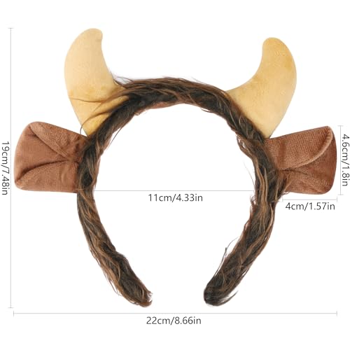 EVERMARKET Plush Animal Ears Headband Horns HeadbandHalloween Christmas Festival Theme Party Animal Cosplay Costume Headwear Bull - Image 5