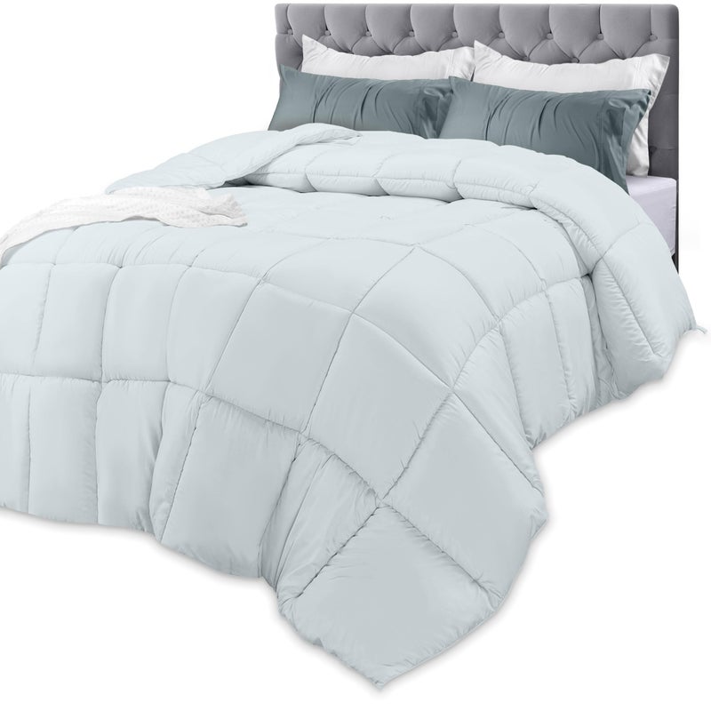 Utopia Bedding Comforters King Size All Season Duvet Insert Down Alternative Box Stitched Bed Comforter with Corner Tabs Machine Washable Light Grey