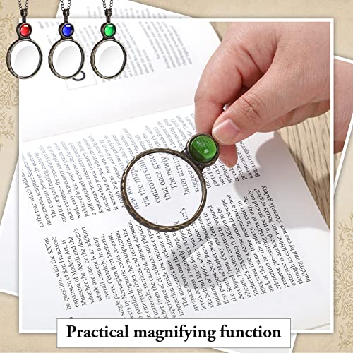 Remerry 3 Pcs Magnifying Glass Necklace for Women 10x Magnifying Monocle Necklace Pendant Vintage Reading Magnifier Lens for Book Newspaper Reading Classroom Gift Crafts Needlework Jewelry Accessory - Image 5