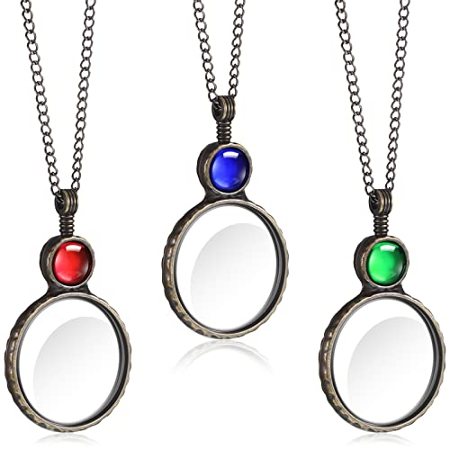 Remerry 3 Pcs Magnifying Glass Necklace for Women 10x Magnifying Monocle Necklace Pendant Vintage Reading Magnifier Lens for Book Newspaper Reading Classroom Gift Crafts Needlework Jewelry Accessory - Image 1