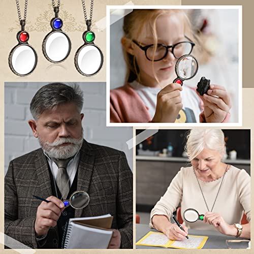 Remerry 3 Pcs Magnifying Glass Necklace for Women 10x Magnifying Monocle Necklace Pendant Vintage Reading Magnifier Lens for Book Newspaper Reading Classroom Gift Crafts Needlework Jewelry Accessory - Image 3