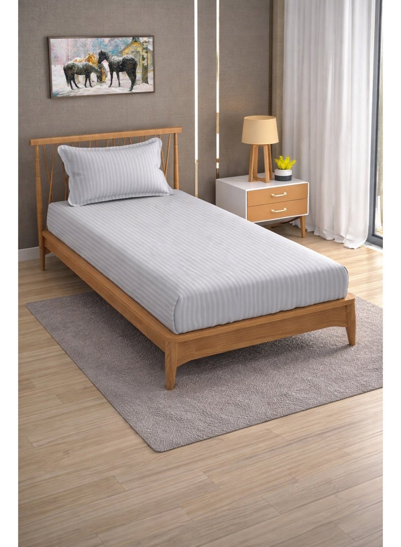 AURIO Premium Single Size Fitted Bedsheet with 1 Pillowcase – Modern Design & Pattern – Deep Pocket (90x200+25 cm, 36 x 78 +10 inch) Soft, Breathable Microfiber Bedding for Kids & Guest Rooms - Image 1
