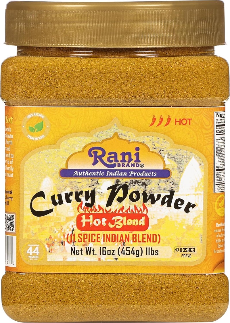 Rani Brand Hot Indian Curry Powder - 16oz (454g) Plastic Bottle - Image 1
