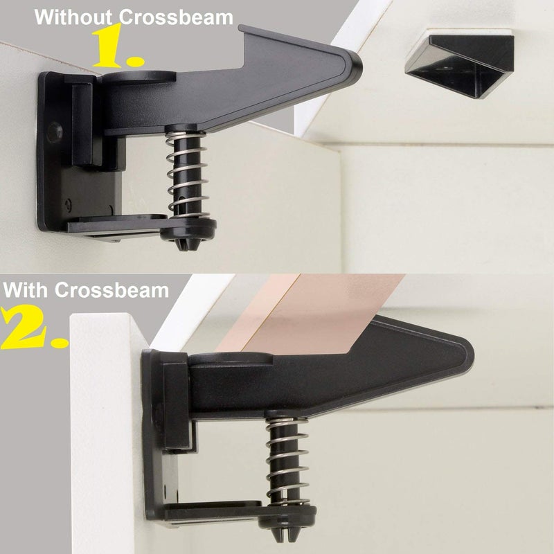 OKEFAN Cabinet Locks Child Safety Latches - OKEFAN 12 Pack Baby Proofing Cabinets Drawer Lock Adhesive Latch for Kids Proof Drawers No Drilling Tools Needed (Black) - Image 4