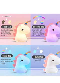 JAJEEK Unicorn Night Light for Girls Bedroom – Cute LED Color Changing Lamp, Squishy Silicone Night Light for Kids, Rechargeable USB Baby Toddler Decor, Ideal Unicorn Gifts for Girls, Soft LED Nursery Light for Kids Room, Cozy and Fun Bedroom Decor  - Image 2
