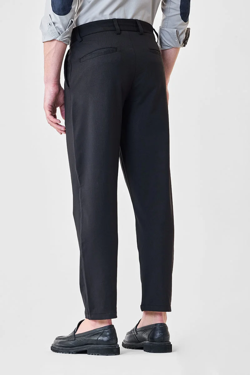 Snitch Black Relaxed Fit Stretch Trousers for Men | Best Price UAE