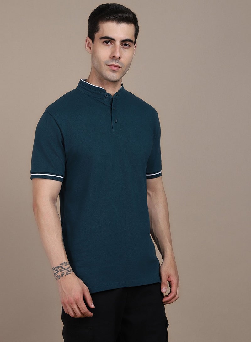 Dennis Lingo Teal T-Shirt for Men, Modern Casual Look  - Image 3