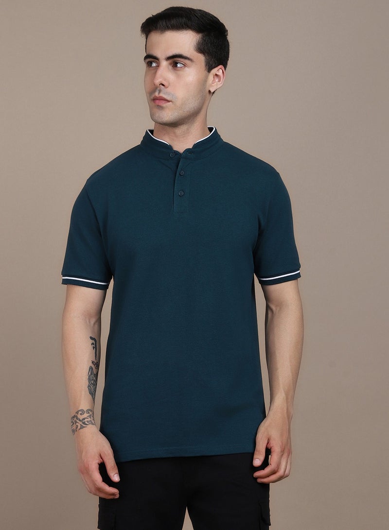 Dennis Lingo Teal T-Shirt for Men, Modern Casual Look  - Image 2