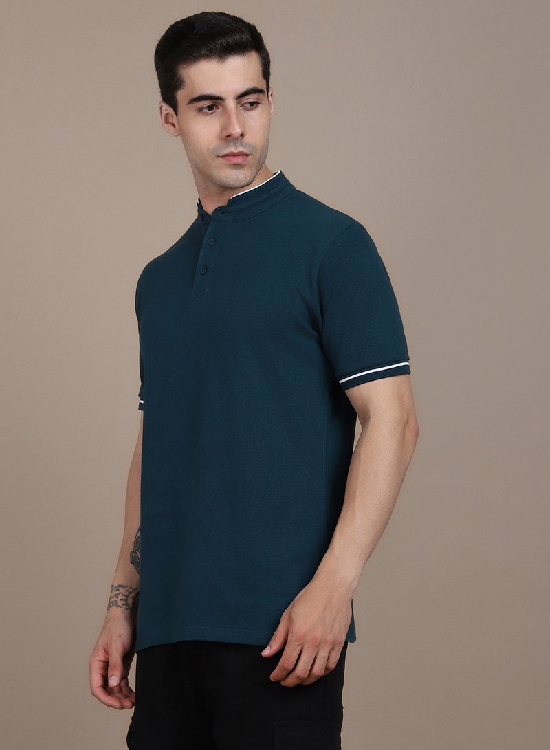 Dennis Lingo Teal T-Shirt for Men, Modern Casual Look  - Image 5