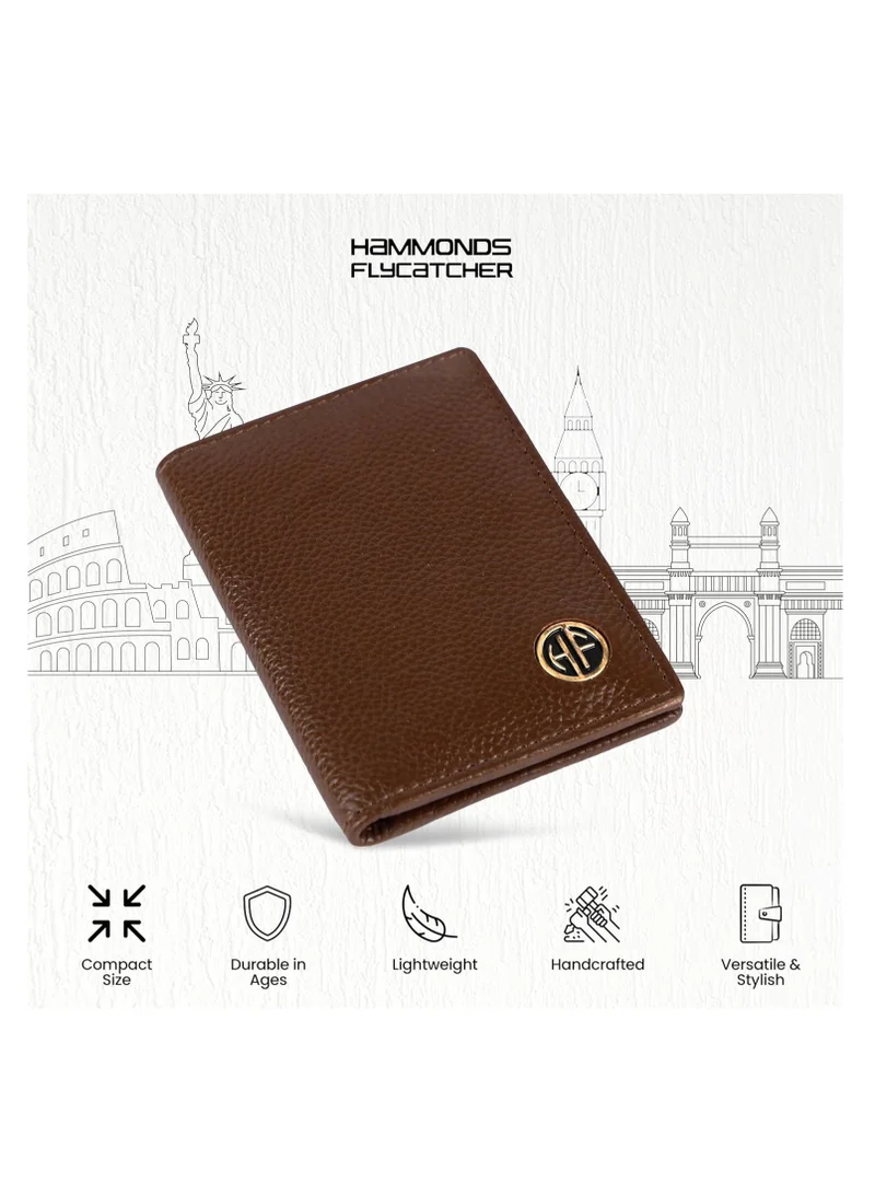 Hammonds Flycatcher  Leather Card Holder for Men, Credit Card Holder, Slim Bi-Fold RFID Protected Credit Card Wallet for Men with 6 Card Slots, Metal Snap Button - Brushwood | FD9S  | Best Price UAE