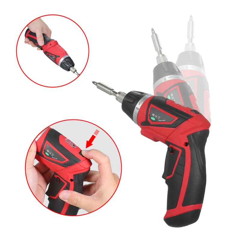 Cordless Screwdriver Kit Rechargeable Power Screwdriver with LED Light 6+1 Torque Setting 200RPM 1500mAh - Image 3