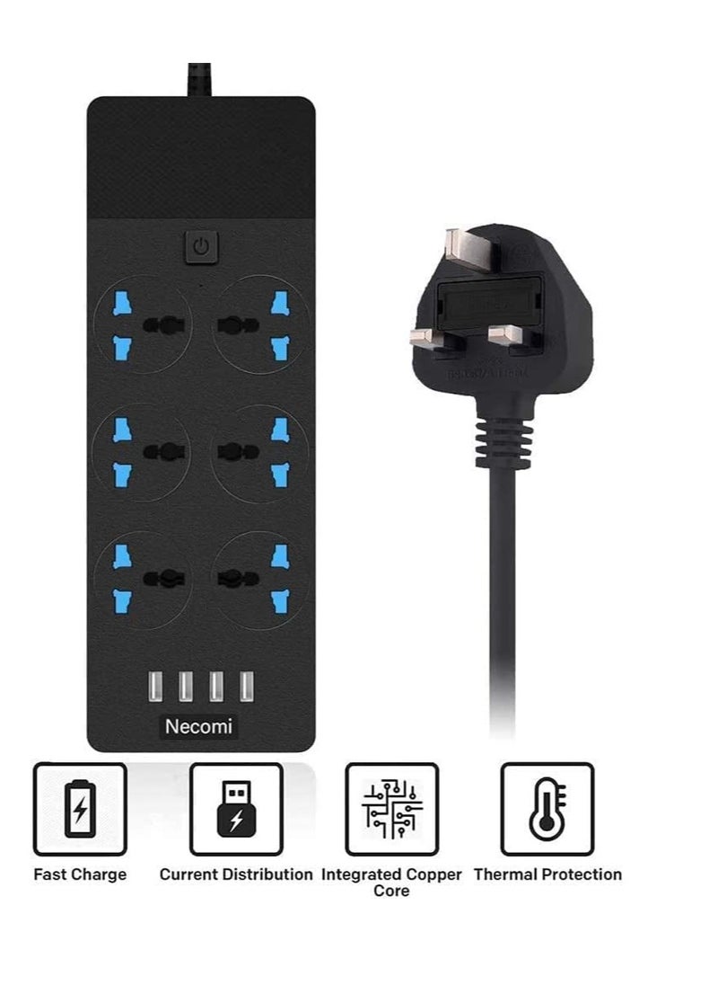 نكومي لوحة طاقة مزودة بمنفذ USB، كابل تمديد 5 متر مع مقابس متعددة، لوحة طاقة عالمية مع مفتاح فردي، لوحة طاقة مكتب منزلي  - Image 2