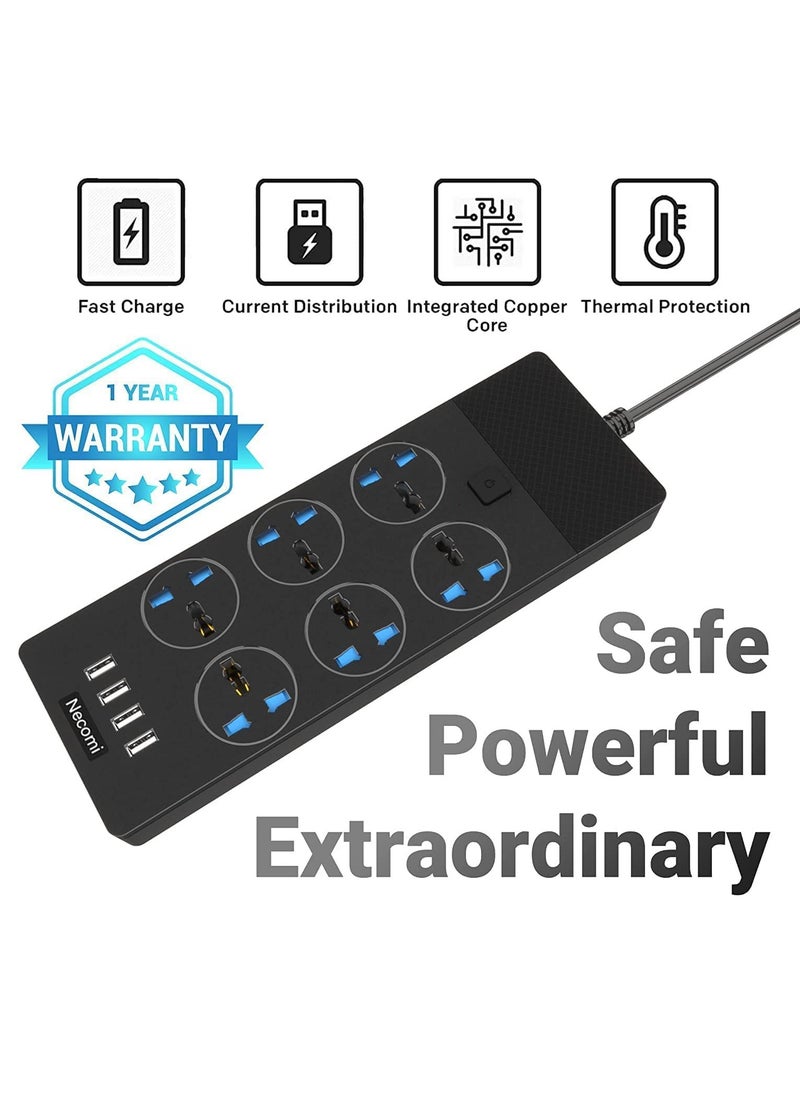 نكومي لوحة طاقة مزودة بمنفذ USB، كابل تمديد 5 متر مع مقابس متعددة، لوحة طاقة عالمية مع مفتاح فردي، لوحة طاقة مكتب منزلي  - Image 3