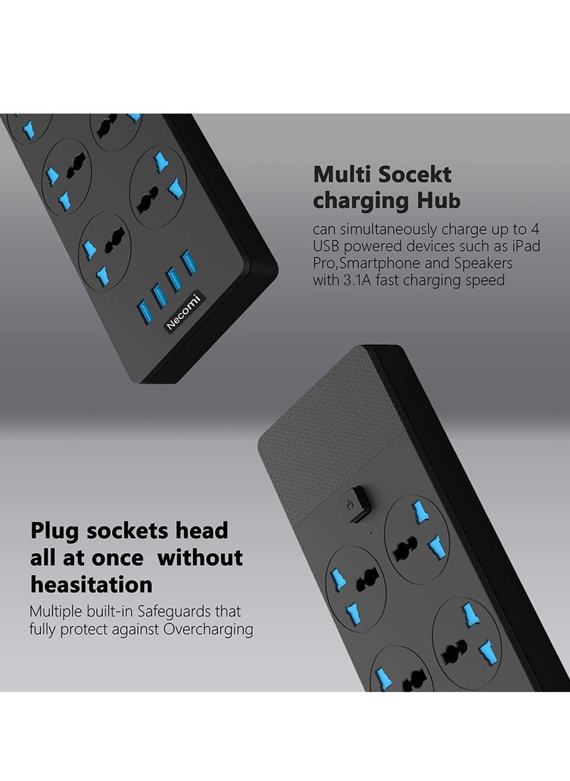 نكومي لوحة طاقة مزودة بمنفذ USB، كابل تمديد 5 متر مع مقابس متعددة، لوحة طاقة عالمية مع مفتاح فردي، لوحة طاقة مكتب منزلي  - Image 4
