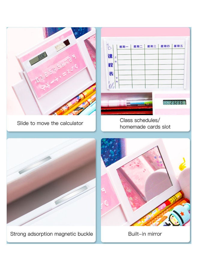 Loquat Multifunctional Standing Quicksand Pencil Case Green - Image 5