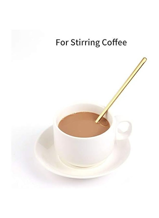 Set of 4 6.7-Inch Long Handle Gold Stainless Steel Spoons for Coffee, Tea, Espresso, and Ice Tea Stirring  - Image 3