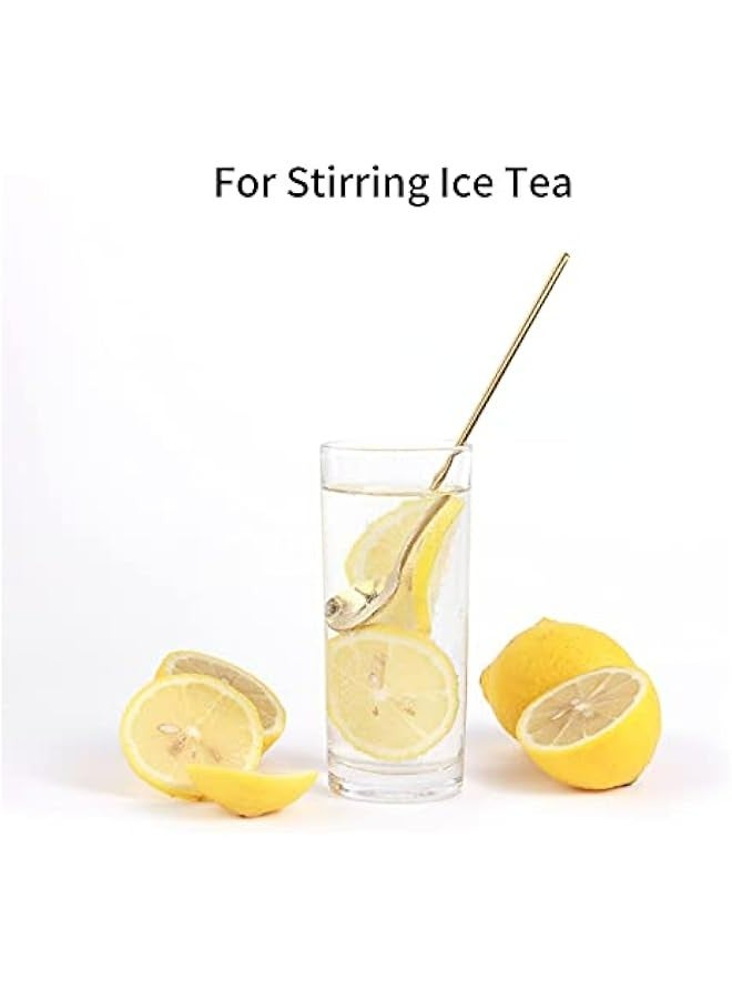 Set of 4 6.7-Inch Long Handle Gold Stainless Steel Spoons for Coffee, Tea, Espresso, and Ice Tea Stirring  - Image 4